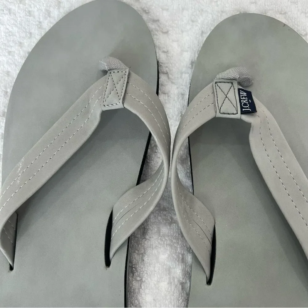 ! NWOT . J. Crew Gray Flip Flops Sandals Men's